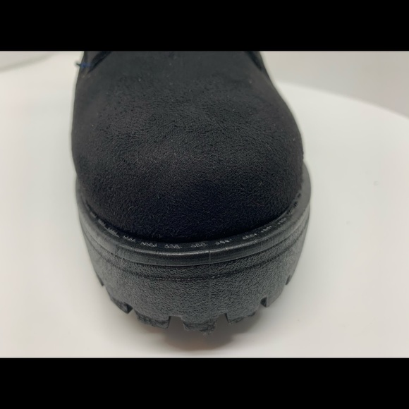 flip down furry faux suede lace boots black - Picture 6 of 11